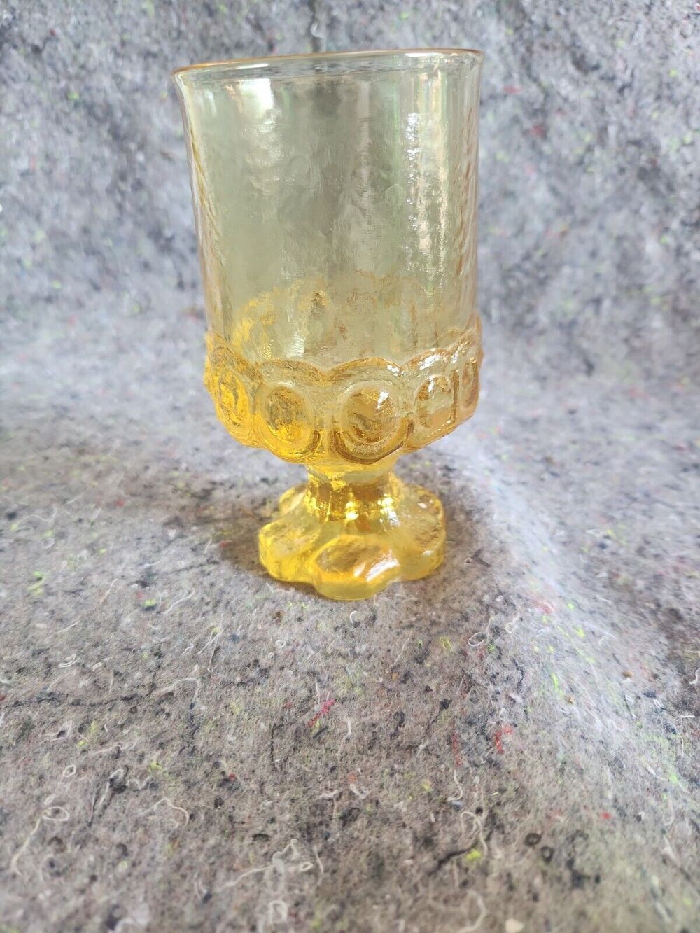 Tiffin Franciscan Madeira Cornsilk Yellow Glass Goblet Footed Tumbler VTG